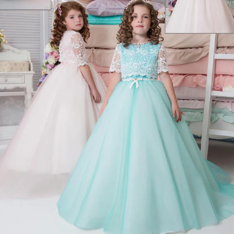 

Mint Ivory Flower Girl Dresses Birthday Party Dress Pageant Dress 2018 First Communion Dresses For Girls Robe Mariage Fille