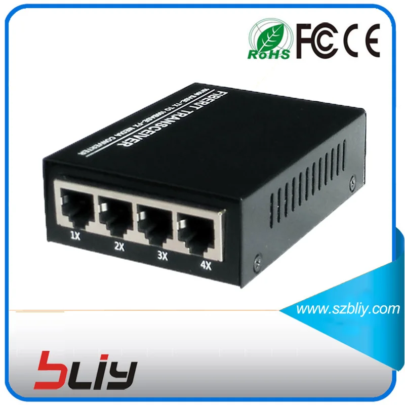 4 порта rj45 волоконно оптический коммутатор ethernet 100 Мбит/с 1 двойной порт для