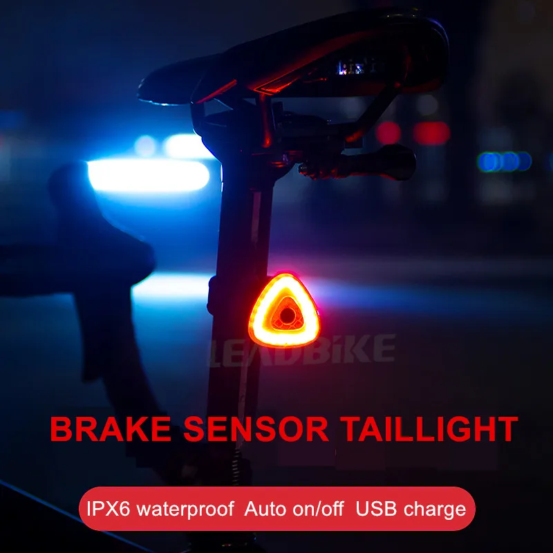 Leadbike светодиодный фонарь для велосипеда авто вкл/выкл с тормозным датчиком задний фонарь для велосипеда Flahlight водонепроницаемый USB Перезаряжаемый