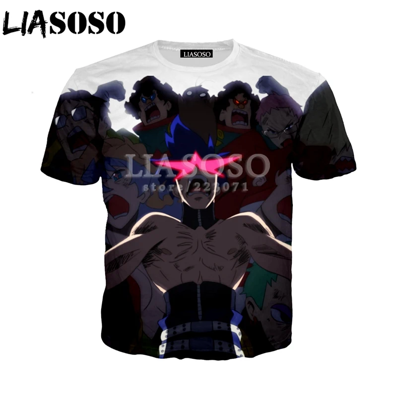 LIASOSO Summer Fashion Men Women Short Sleeve Sweatshirt 3D Print Anime Tengen Toppa Gurren Lagann T-Shirt Cute Pullover A033-01 | Мужская