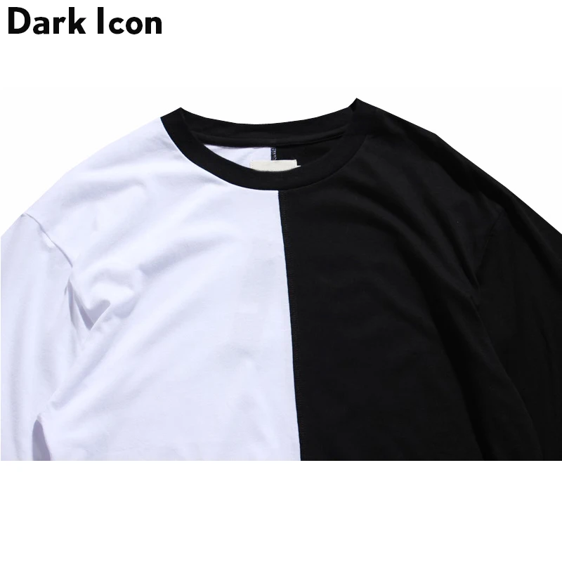 Мужская футболка в стиле хип хоп DARK ICON летняя уличная с асимметричным подолом и