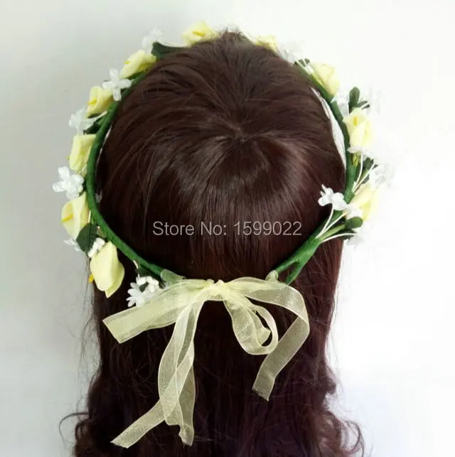 Calla Lily Свадебная Цветочная корона для девушек желтые аксессуары волос Подружка