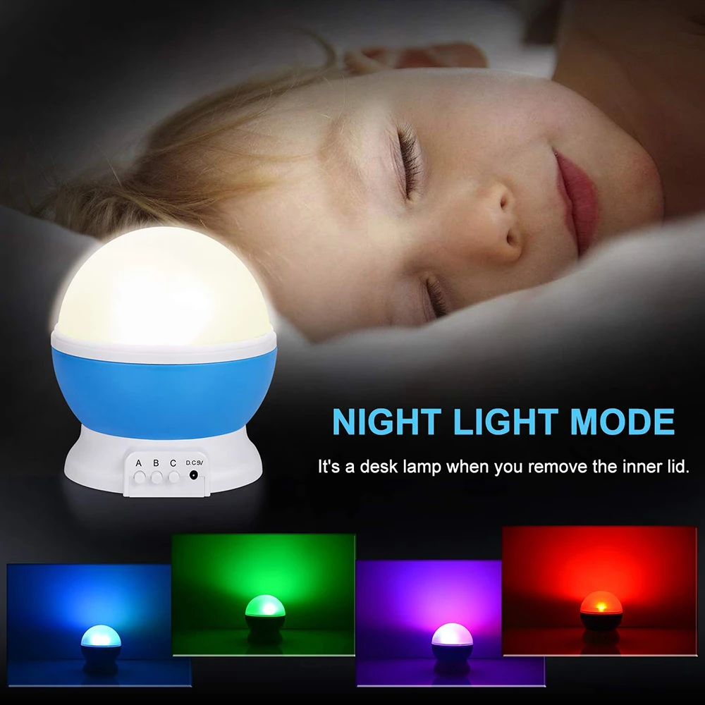 Креативный USB звездный Ночной свет Новинка светодиодный вращающийся Звездный Небесный проекционный свет красочный детский ночник для сна