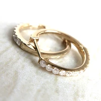 genuine14k 585 yellow gold mini huggie earrings test positive lab grown f grade moissanite diamond earrings for women