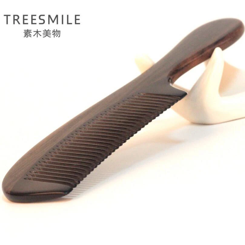 TREESMILE 1 шт. чёрная сандаловая расческа на рога Антистатическая щетка для здоровья