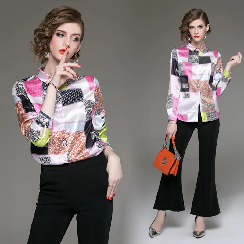 Для женщин s Топы и блузки шелковая блузка белый рубашка с длинными рукавами