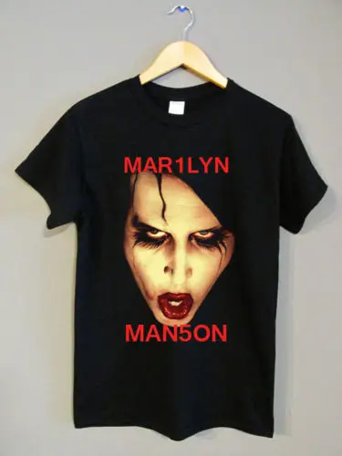 Мужская футболка с принтом Marilyn Manson большим изображением лица коротким рукавом в