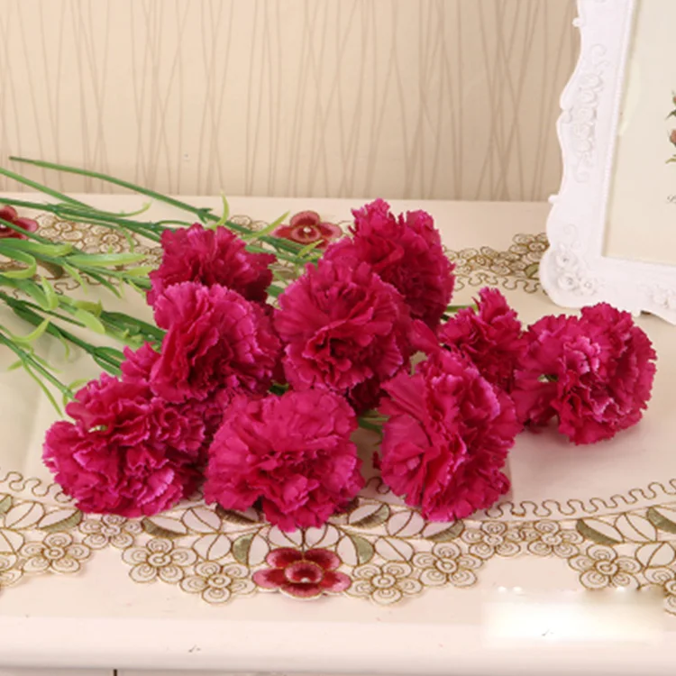 Rose Red CHENCHENG 1 шт. 53 см шелк искусственный цветок гвоздики поддельные цветы День благодарения Матери Подарок для домашнего декора - Цвет: Rose Red