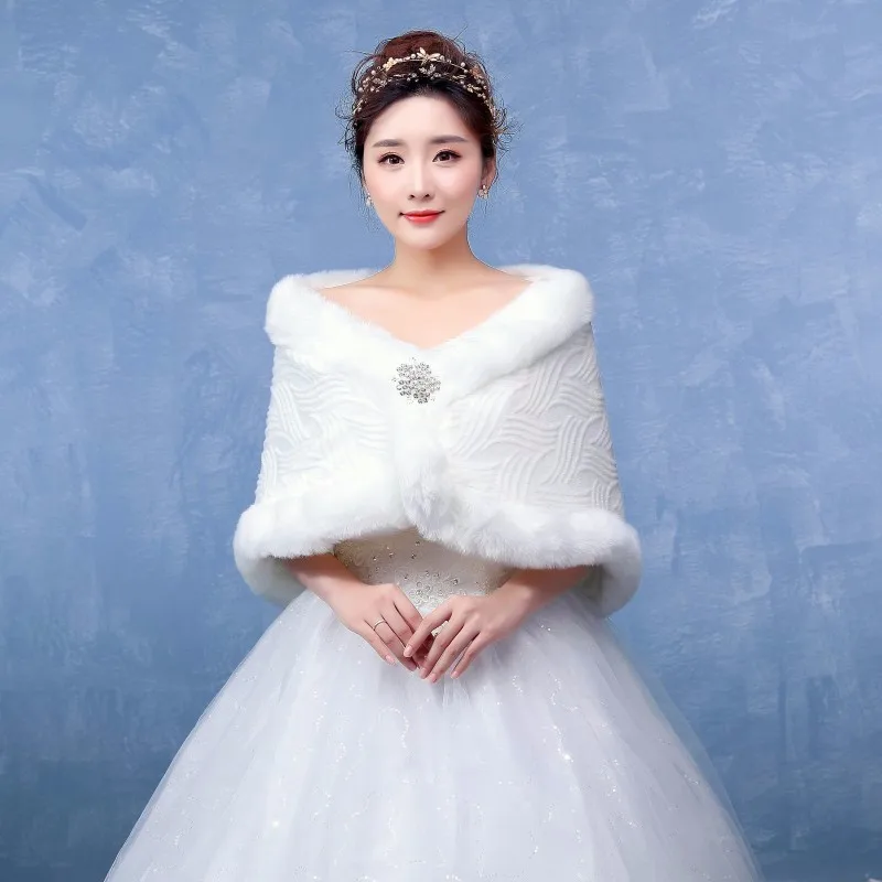 Красивые Теплые Зимние Женщины Свадебный Платок Невесты Wrap Кабо Искусственного