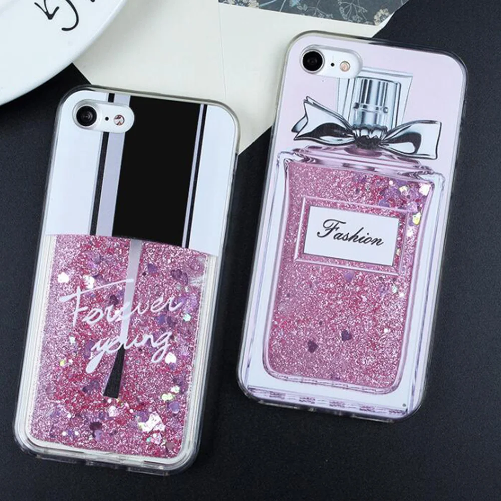 Liquid Glitter Case For iPhone XR Cover X XS Max SE 5 5S 7 8 6 6s Plus Cat Perfume Bottle Quicksand Dynamic |