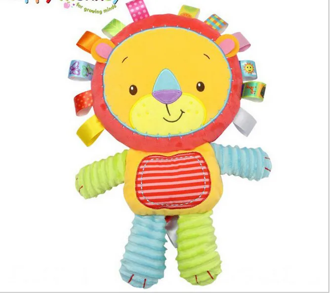Lion 35cm New 35 см Плюшевые игрушки-погремушки, животные, рука со звуком колокольчиков, плюшевые детские игрушки, подарок для новорожденного, животные, слон, обезьяна, Лев, кролик, кукла B0954 - Цвет: Lion 35cm New