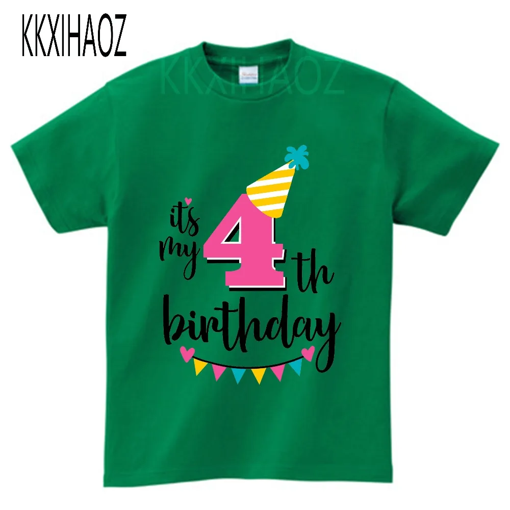 Футболка с надписью «Happy Birthday Number» для девочек 4-6 лет, милая летняя одежда для малышей, Детская футболка с цифрами «забавный подарок на день рождения» для мальчиков, NN