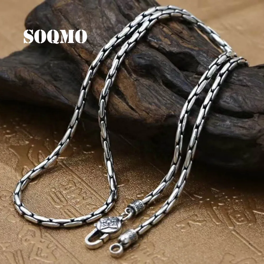 Женское и мужское ожерелье SOQMO из 100% настоящего серебра 925 пробы 3 мм толстая