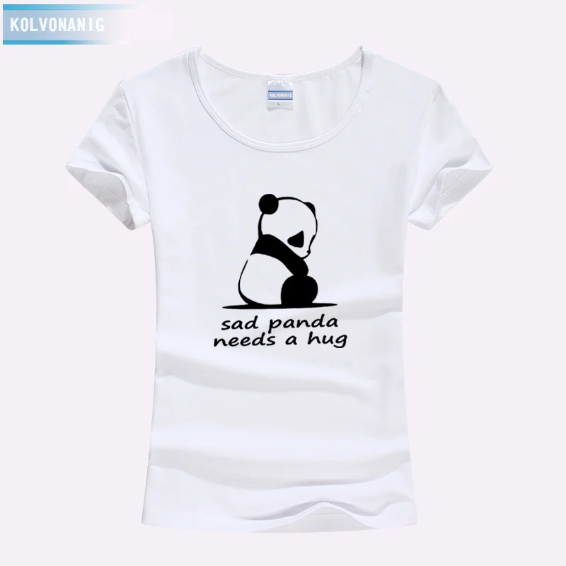 Женская футболка с коротким рукавом в уличном стиле надписью Sad Panda Need A Hug и