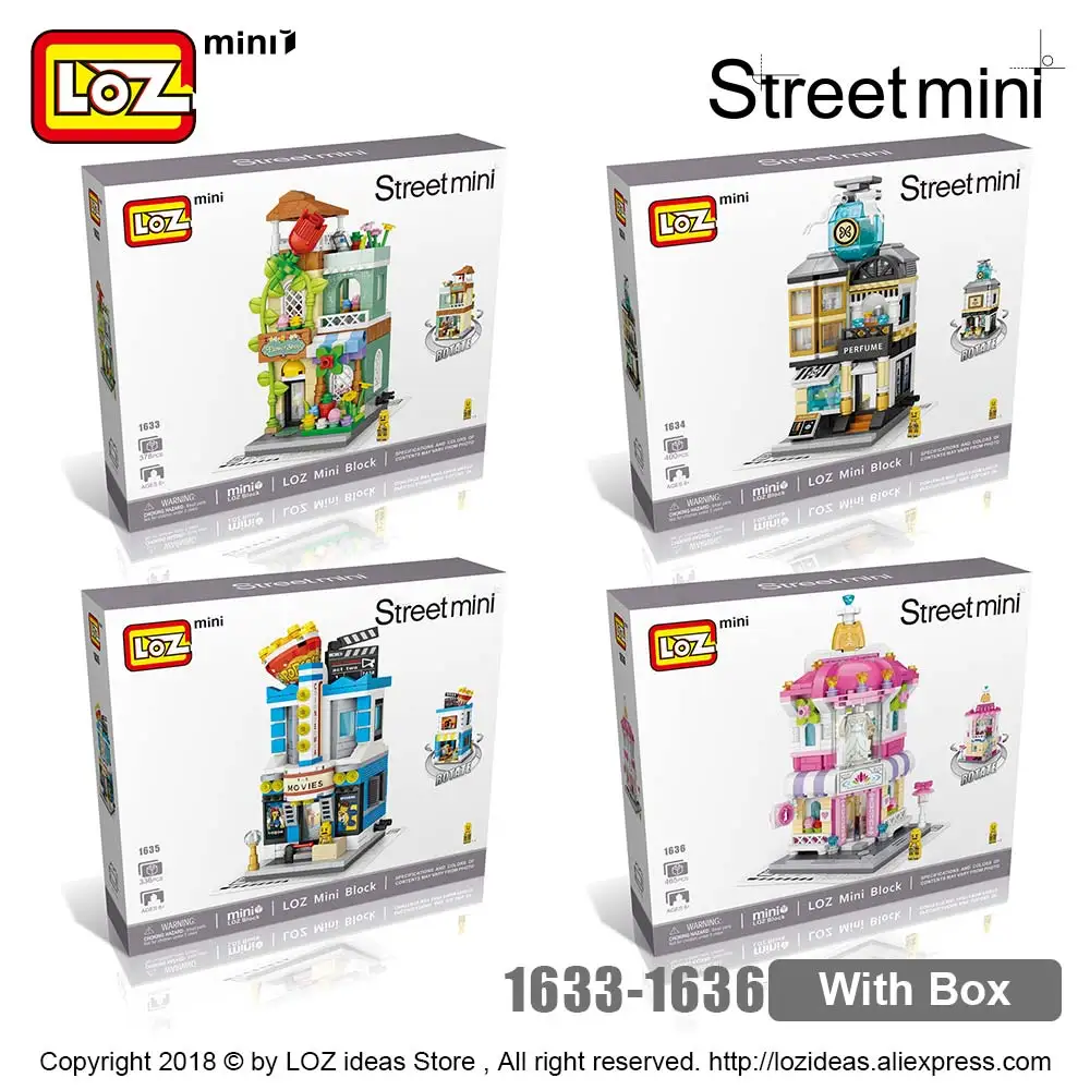 Set With Box LOZ мини блок архитектурная модель строительные блоки городская серия мини уличный магазин парфюм магазин кино дом игрушка Детские кирпичи - Цвет: Set With Box