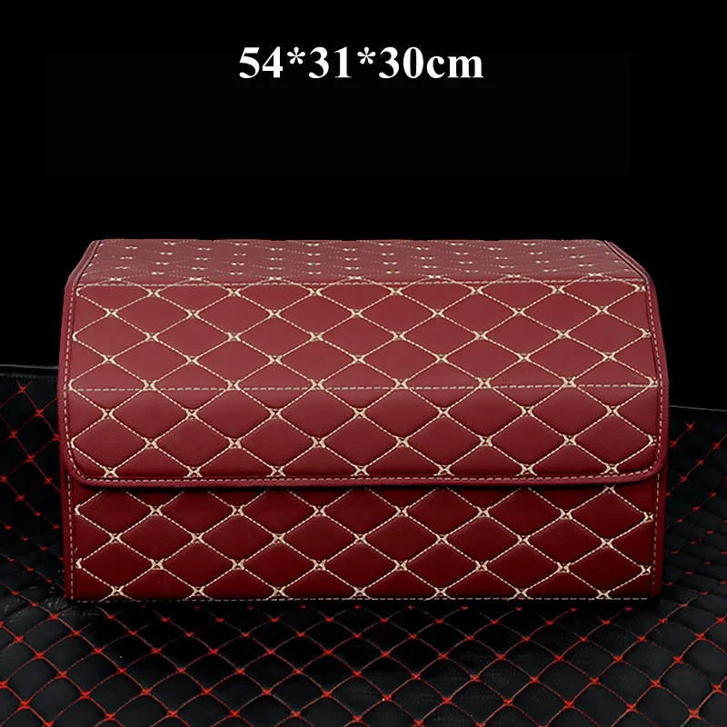 Wine Red Автомобильный органайзер для багажника, коробка для хранения, сумка для авто мусора, сумка для инструментов из искусственной кожи, складывающаяся большая сумка для хранения груза, аксессуары для автомобиля - Название цвета: Wine Red