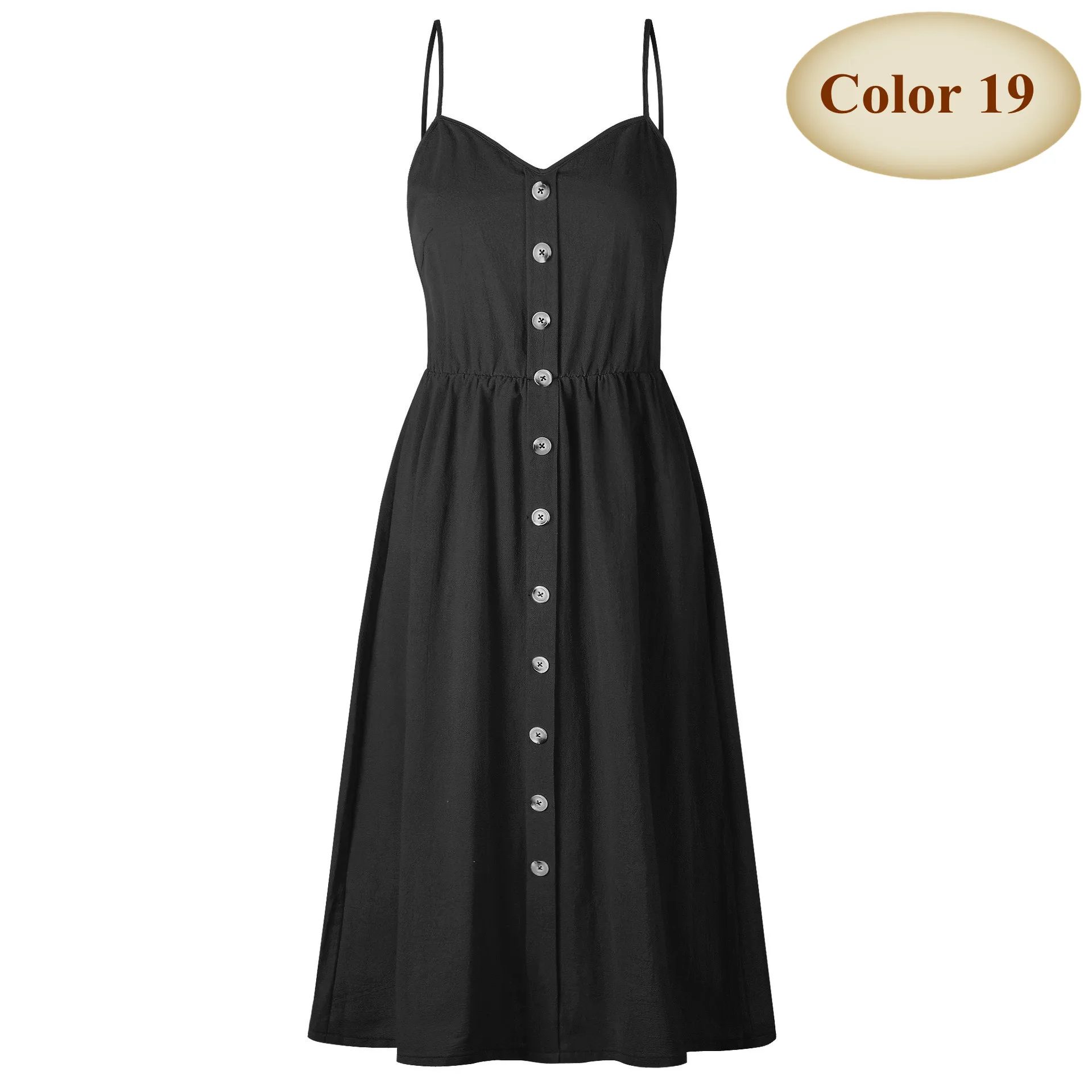 Color 19 New Boho Off-shoulder Party Beach Sundress Spaghetti Long Dresses Plus Size Summer Women Button Decorated Print Dress CRRIFLZ - Цвет: Color 19