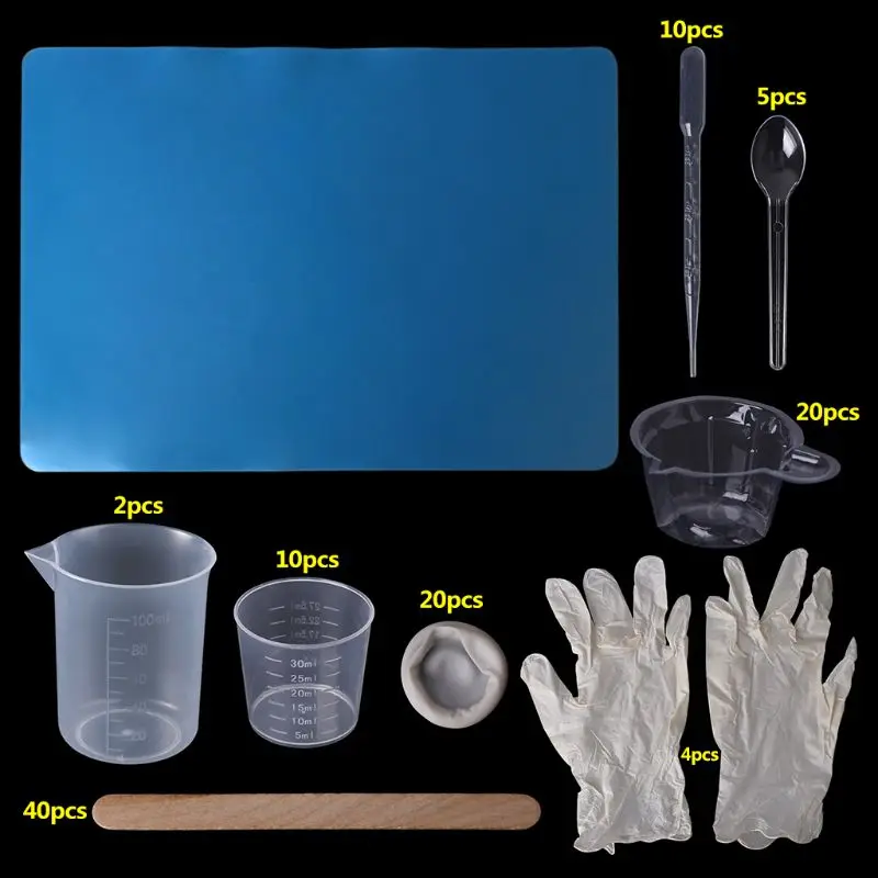 1 комплект набор из эпоксидной смолы одноразовые перчатки измерительная чаша для