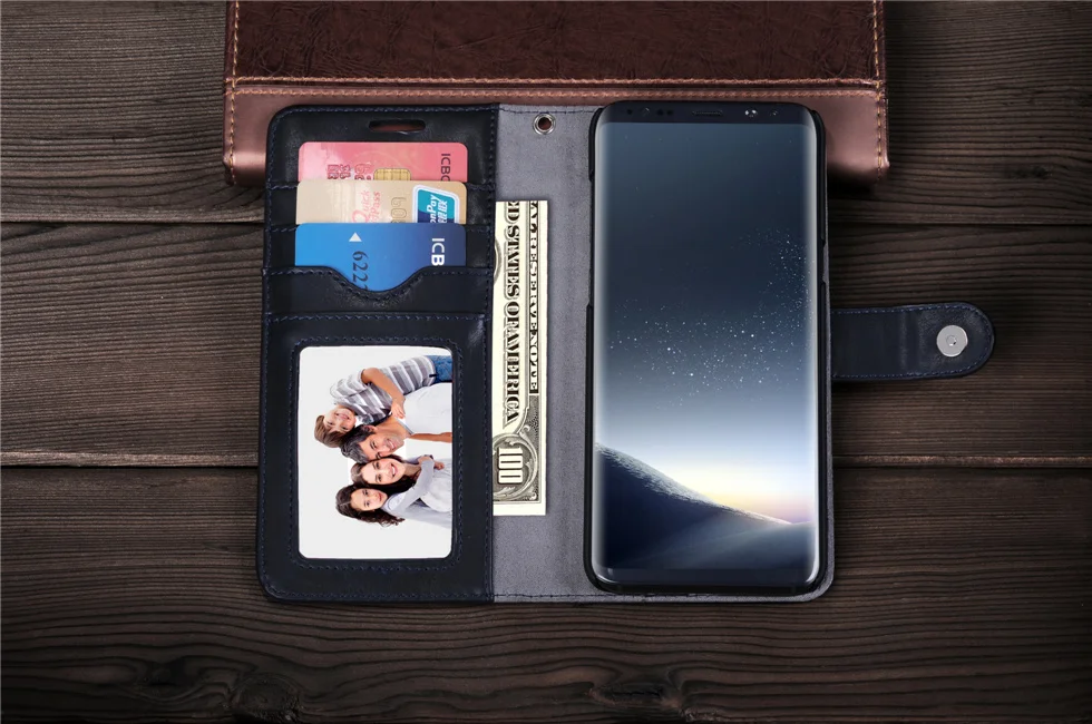 Роскошный Musubo кожа съёмный корпус для Samsung Galaxy S8 Plus, Note 8 S7 Edge чехол Чехол-книжка с застежкой на магните с отделениями для карт