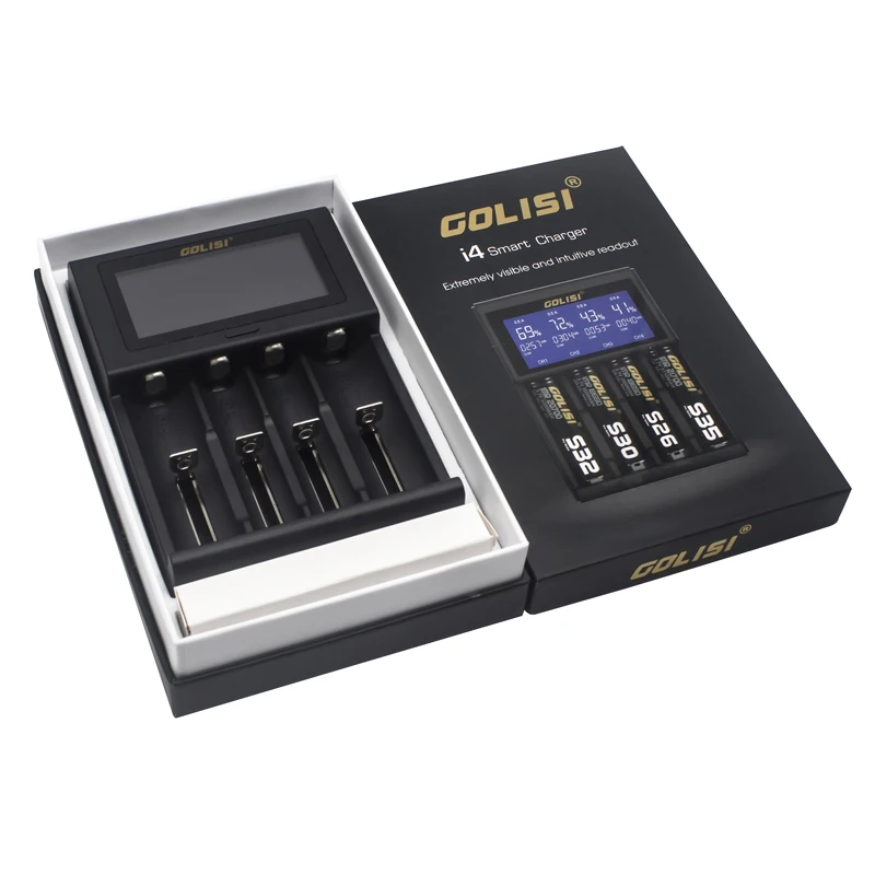 GOLISI I4 2.0A интеллигентая(ый) ЖК-дисплей Зарядное устройство для батарей Li-Ion(литий-ионных) 26650 18650 20700 21700 AA AAA Перезаряжаемые Батарея VS GOLISI S4