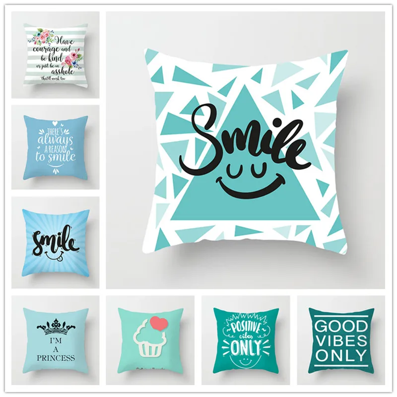 

Houspace Polyester Peach Skin Smile For Home Pillow Decor Sofa Car Decorative Gift Chair Seat Pillow Case Cushion Cover