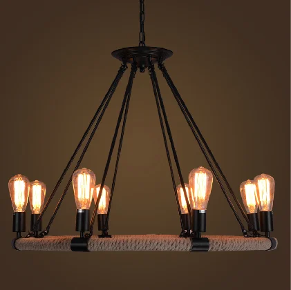 Kopen Amerikaanse Land Hennep Kledingwinkel Restaurant Hanglampen Creatieve Persoonlijkheid Retro Bar Ijzer Dubbele Touw Hanger Lampen