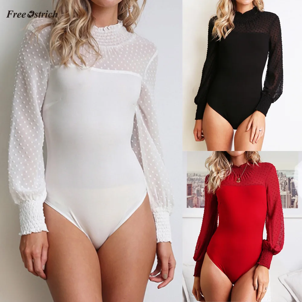 Бесплатная Страусиная одежда женский комбинезон в горошек с длинным рукавом