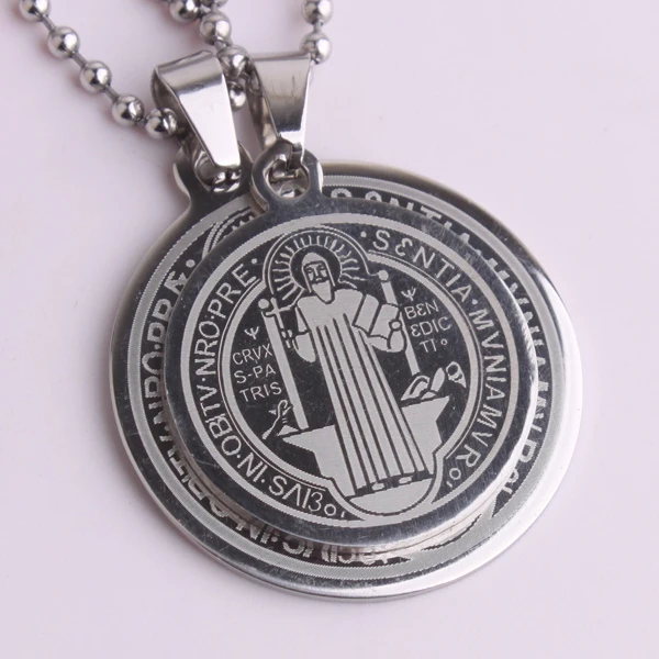 Серебряный цвет Saint Benedict Nursia 316L нержавеющая сталь кулон бусины для ожерелья цепочка для мужчин и женщин оптовая продажа (art.: 783cb1fe7) - 783cb1fe7