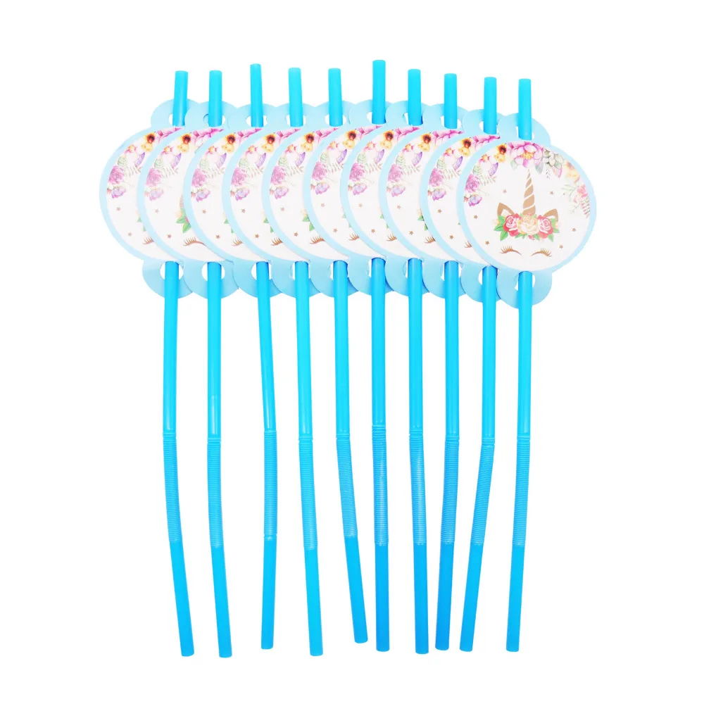 Unicorn Party Supplies Blue Color Unicorn Banner Plates Cups Napkin Cupcake Toppers Baby Shower Kids Birthday Party Decoration