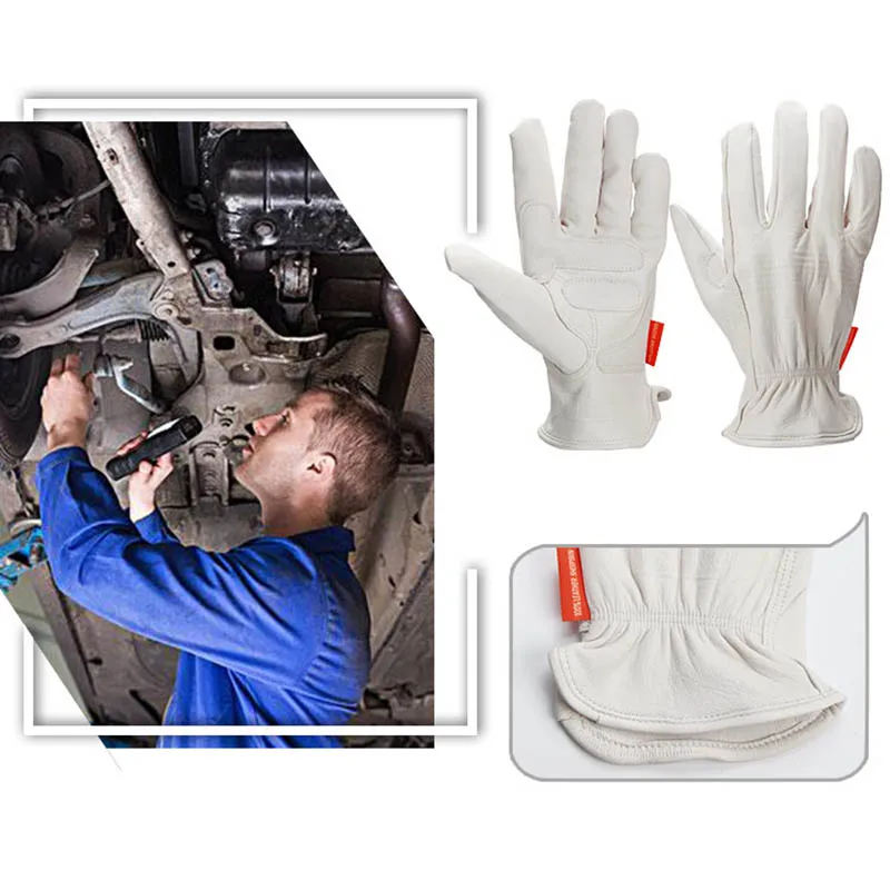 Защитные перчатки OZERO желтые рабочие садовые из овечьей кожи для точечной сварки