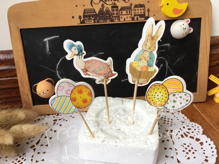 48 шт. Пасхальный кролик яйцо торт Топпер картон 4 Вышивка Крестом Картины кекс