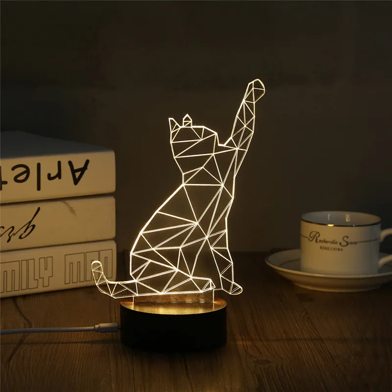 Creative New Cute Cat Design 3D Bedroom Lights LED Night Lamp USB Table Desk Lamps Novelty Home Decor Festival Gift | Освещение