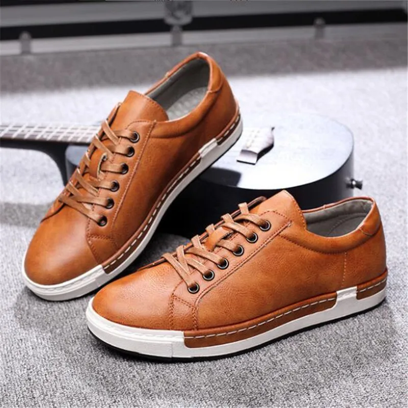 

new spring and Autumn Casual Shoes Flats Mens Leather Lace-Up Shoes Simple Stylish Male Shoes Large Sizes Oxford Shoes For Men