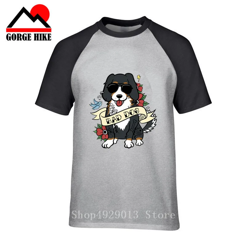 Мужская хлопковая футболка в стиле хип-хоп bernese mountain dog Bad Dog с забавным графиком