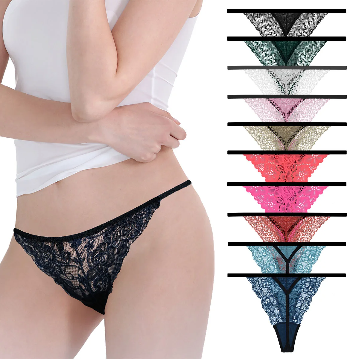 

10 Pcs/lot Sexy Lace Cotton Women G-String Thong T-Back Ladies Tangas Lingerie Plus Size Panties Underwear Modis Underpants