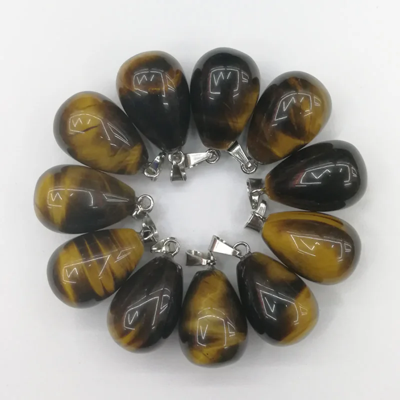 

Подвески в виде капли воды из натурального камня, тигровый глаз, для изготовления ювелирных изделий, 50 шт.