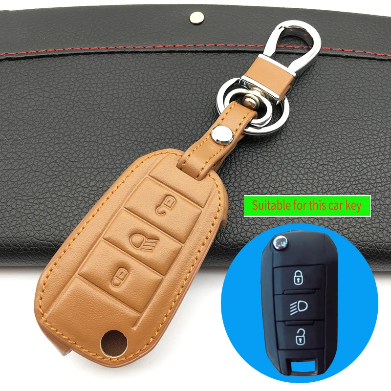 Кожаный чехол-книжка с 3 кнопками для Peugeot 3008 308 508 408 2008 RCZ ключи Citroen C4L C5 C3 CACTUS C6 |