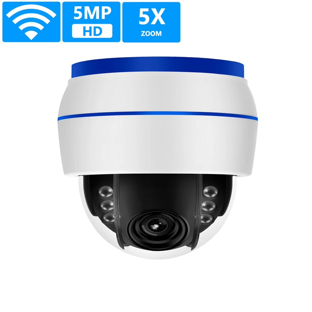 HD 5MP купольная IP камера Sony335 WiFi PTZ 5X оптический зум CCTV видеонаблюдения 128G SD карта