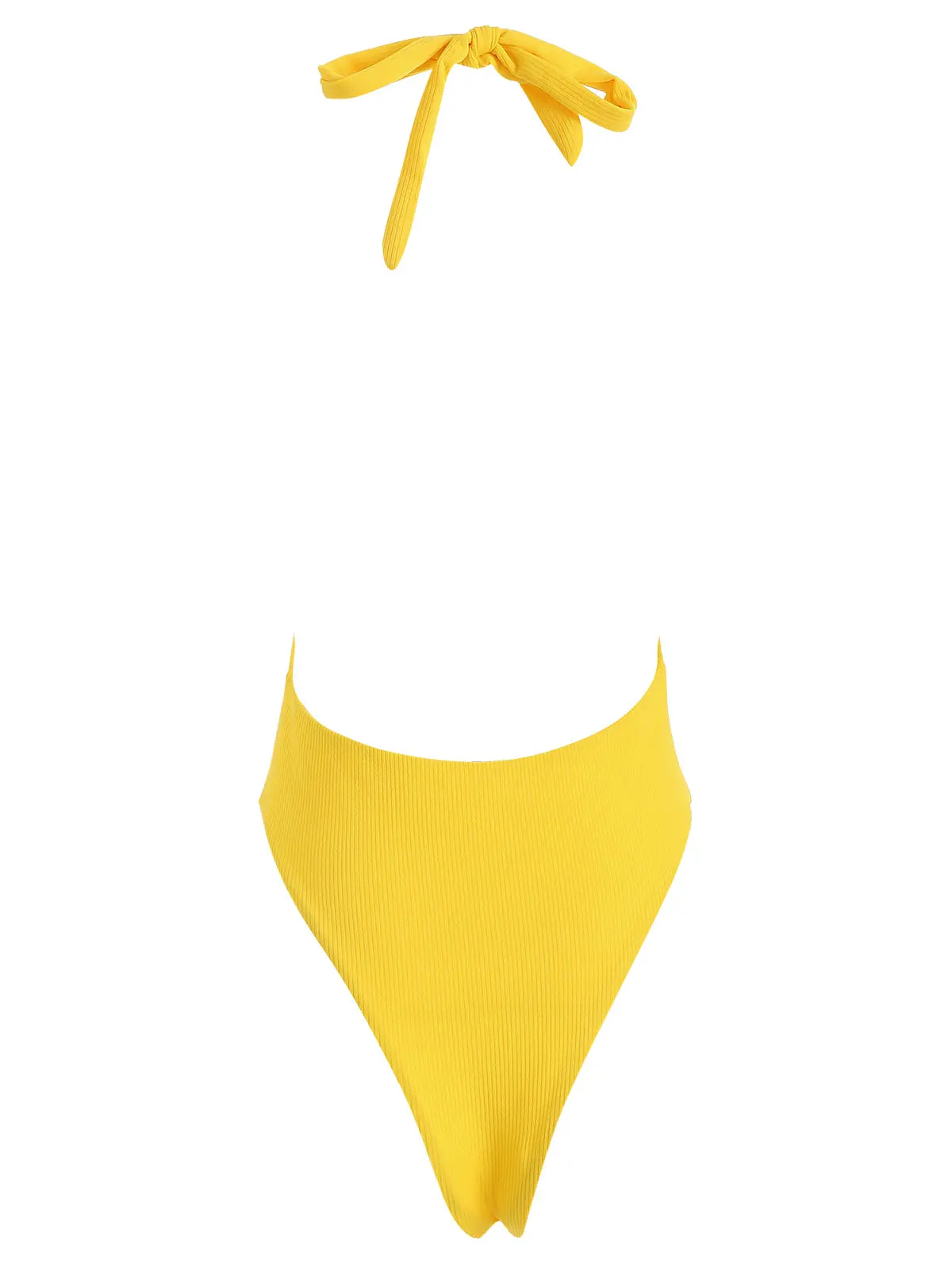 Женский купальник с открытой спиной ZAFUL ребристый завязками спереди и высокой