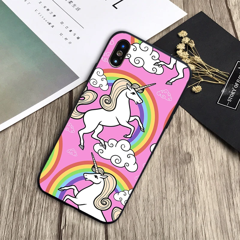 Мягкий силиконовый чехол с радужным единорогом для iPhone 6 6plus 7 8plus 5 5S 5C SE X XS XR