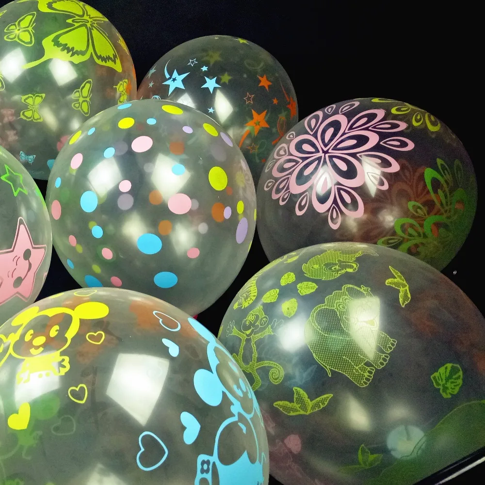 Оптовая продажа прозрачных разноцветных шаров с принтом (100 шт./лот) 12 дюймов 2 8 г