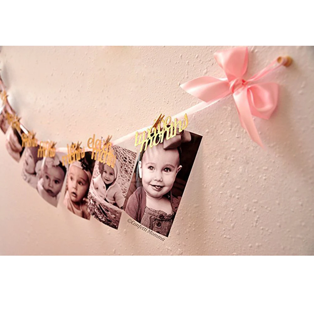 Сделай Сам ежемесячный Бумага один летний ребенок Photo Booth день рождения строка