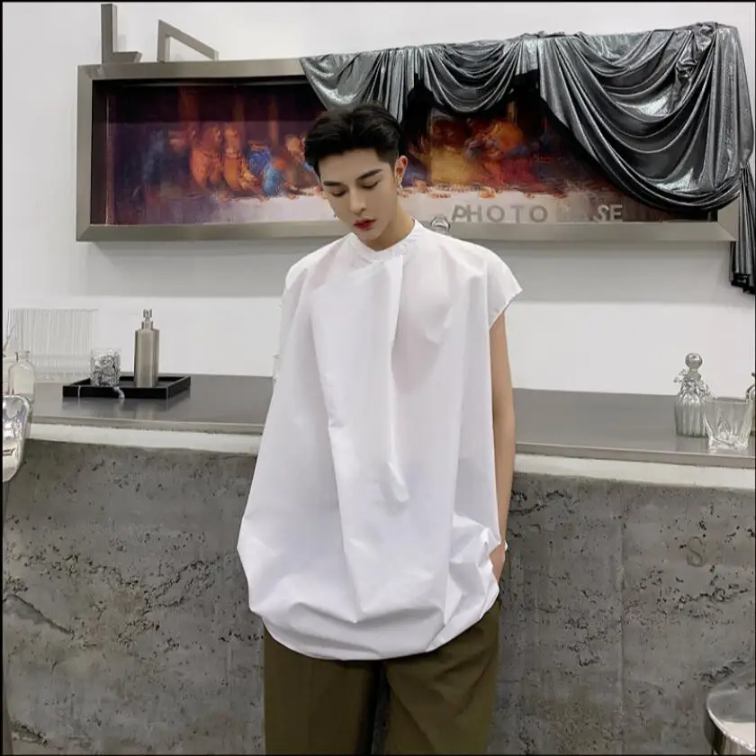 Мужская рубашка без рукавов свободная ассиметричного дизайна Молодежный