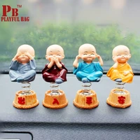 pb playful bag car decoration small spring four young monk head ornaments creative resin vehicle ornaments cartoon ornaments
