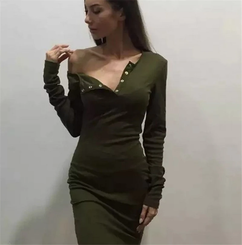 Женское короткое платье с V образным вырезом и длинным рукавом|women dress|winter women