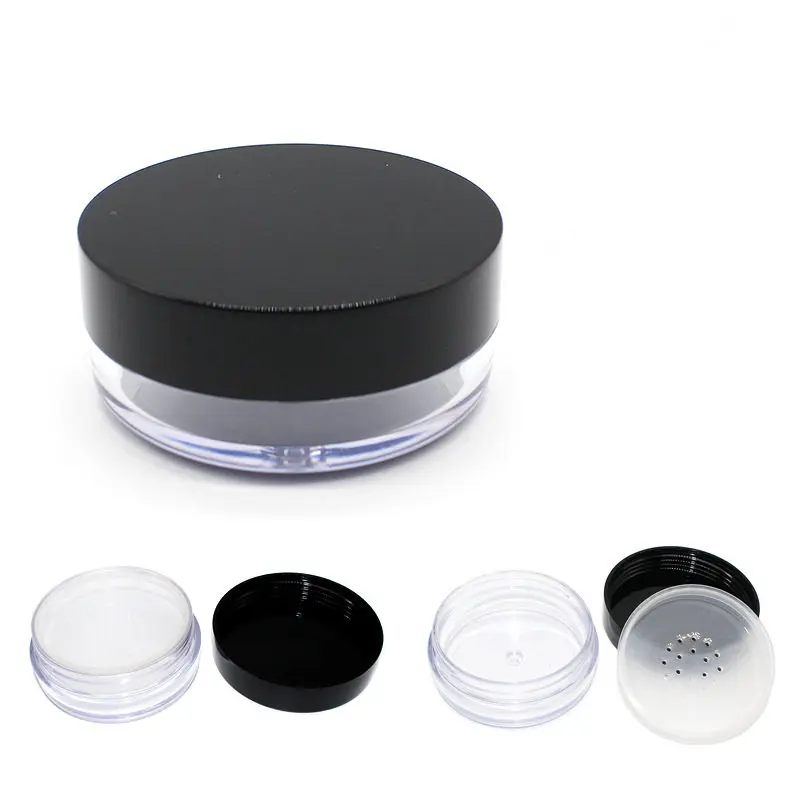 50g Plastic Loose Powder Jar with Sifter Empty Cosmetic Container Black Matte Cap Makeup Compact | Красота и здоровье