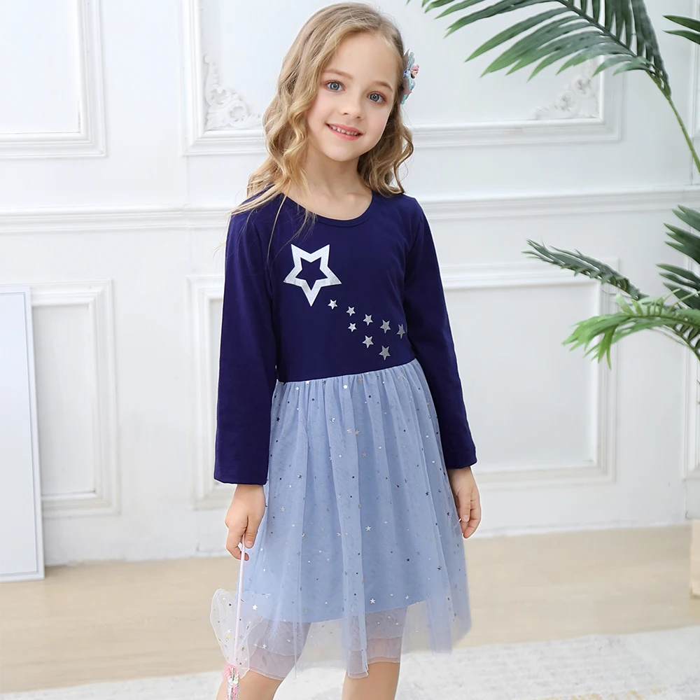 Платье принцессы с аппликацией в виде животных лоскутное платье для маленьких