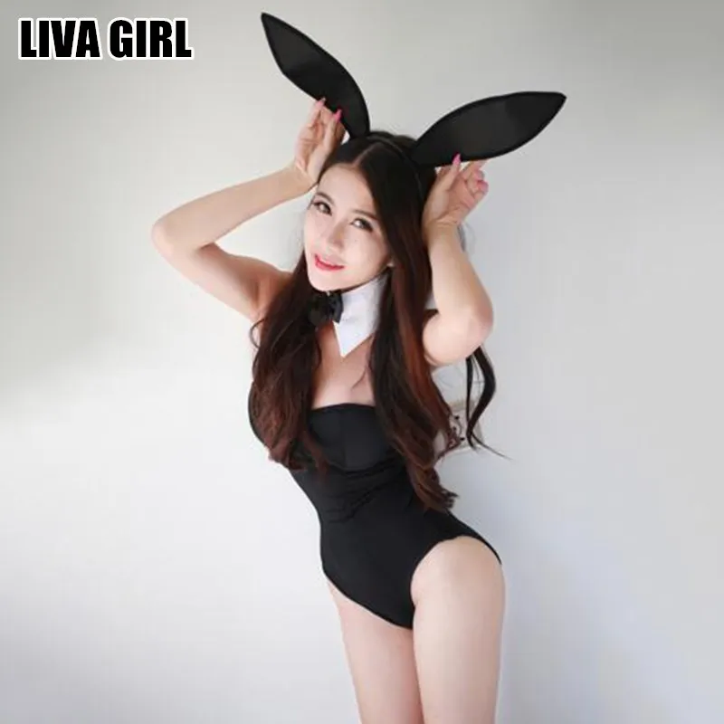 ЛИВА девушка мода новинка черный кролик женское белье Bunny Girl Эротичные костюмы