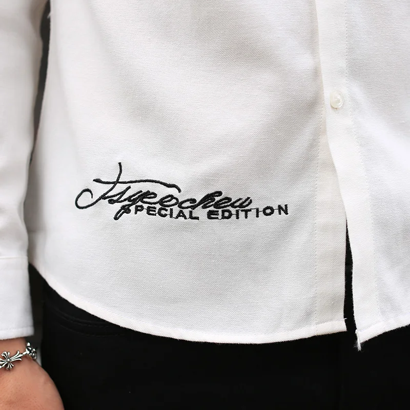 Новый бренд мужской Случайные Рубашки С Длинным Рукавом Белый Черный Синий Небо