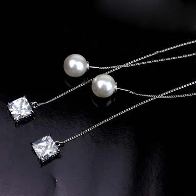 Анис Кристалл уха линия имитация жемчуга цепи кисточкой длинные висячие серьги